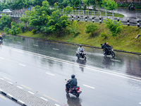 People's daily lives are affected by the heavy rainfall in Kathmandu, Nepal, on August 21, 2024. (