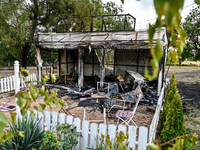 The Levada children's cafe in the central park is damaged by a Russian artillery shell strike in Malokaterynivka village, Zaporizhzhia regio...