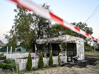 The Levada children's cafe in the central park is damaged by a Russian artillery shell strike in Malokaterynivka village, Zaporizhzhia regio...