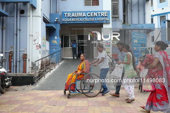 A patient waits for treatment at Government-run R G Kar Medical College & Hospital in Kolkata, India, on August 21, 2024. 