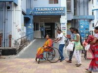 A patient waits for treatment at Government-run R G Kar Medical College & Hospital in Kolkata, India, on August 21, 2024. (