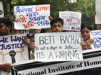 Medical students and doctors attend a protest rally against the rape and murder of a PGT woman doctor at Government-run R G Kar Medical Coll...