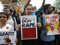 Medical students and doctors attend a protest rally against the rape and murder of a PGT woman doctor at Government-run R G Kar Medical Coll...