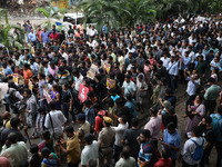 Medical students and doctors attend a protest rally against the rape and murder of a PGT woman doctor at Government-run R G Kar Medical Coll...