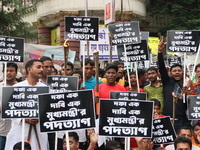 Writers, actors, artists, and film directors participate in a protest rally against the rape and murder of a PGT woman doctor at Government-...