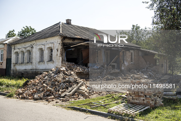 The almost deserted town of Bilopillia in Sumy region near the border with Russia is shelled daily by guided aerial bombs in Bilopillia, Ukr...