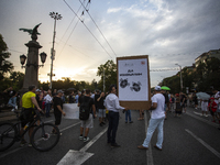 Protesters march and blockade the key intersection Eagle's Bridge in Sofia, Bulgaria, on August 21, 2024, demanding the resignation of caret...