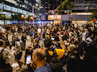 Pro-Palestine protesters hold a ''Make it Great Like '68'' protest in front of the Israeli consulate in Chicago, United States, on August 20...