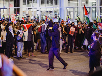 Pro-Palestine protesters hold a ''Make it Great Like '68'' protest in front of the Israeli consulate in Chicago, United States, on August 20...