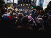 Pro-Palestine protesters hold a ''Make it Great Like '68'' protest in front of the Israeli consulate in Chicago, United States, on August 20...