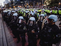 Pro-Palestine protesters hold a ''Make it Great Like '68'' protest in front of the Israeli consulate in Chicago, United States, on August 20...