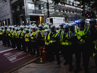 Pro-Palestine protesters hold a ''Make it Great Like '68'' protest in front of the Israeli consulate in Chicago, United States, on August 20...