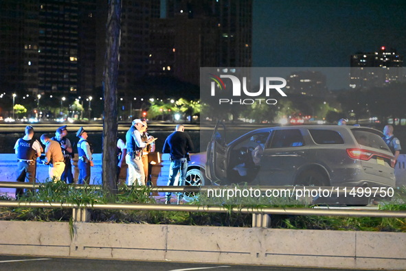 Two people are shot while driving on the 1000 block of N. Lake Shore Drive in Chicago, Illinois, United States, on August 21, 2024. At appro...