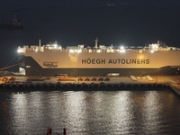 HOEGH AURORA, the world's largest and most environmentally friendly vehicle carrier, docks at Taicang Port Area to load vehicles on its maid...