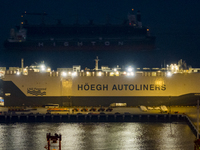 HOEGH AURORA, the world's largest and most environmentally friendly vehicle carrier, docks at Taicang Port Area to load vehicles on its maid...