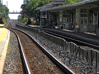 Empty rail lines on the rail corridor through the Brampton Innovation District that Canadian National Railway operates in Ontario, Canada, o...