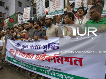 Students and Gono Odhikar Parishad take out a protest towards the High Commission of India in Bangladesh on August 22, 2024. (