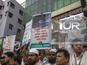 Students and Gono Odhikar Parishad take out a protest towards the High Commission of India in Bangladesh on August 22, 2024. (