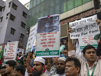 Students and Gono Odhikar Parishad take out a protest towards the High Commission of India in Bangladesh on August 22, 2024. (