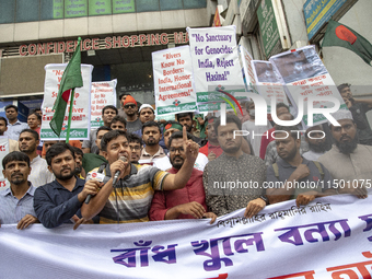 Students and Gono Odhikar Parishad take out a protest towards the High Commission of India in Bangladesh on August 22, 2024. (