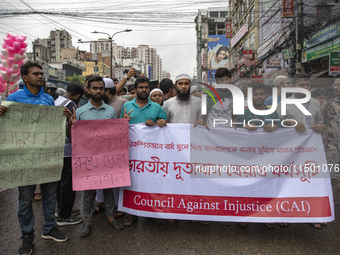 Students and Gono Odhikar Parishad take out a protest towards the High Commission of India in Bangladesh on August 22, 2024. (