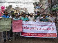 Students and Gono Odhikar Parishad take out a protest towards the High Commission of India in Bangladesh on August 22, 2024. (