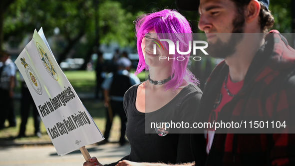 Pro-Palestinian activists marched through the streets of Chicago on August 21, 2024, to protest the Democratic National Committee's conventi...