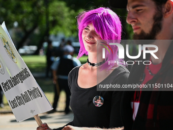 Pro-Palestinian activists marched through the streets of Chicago on August 21, 2024, to protest the Democratic National Committee's conventi...