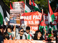 Pro-Palestinian activists marched through the streets of Chicago on August 21, 2024, to protest the Democratic National Committee's conventi...