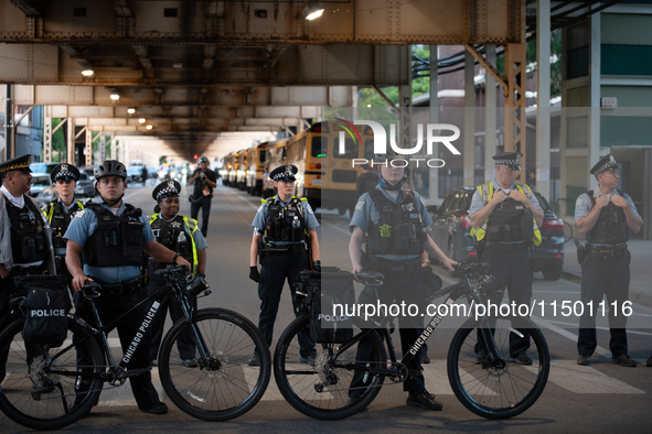 Pro-Palestinian activists marched through the streets of Chicago on August 21, 2024, to protest the Democratic National Committee's conventi...