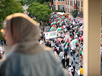 Pro-Palestinian activists marched through the streets of Chicago on August 21, 2024, to protest the Democratic National Committee's conventi...