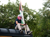 Pro-Palestinian activists marched through the streets of Chicago on August 21, 2024, to protest the Democratic National Committee's conventi...