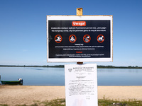 A warning about golden algae blooms in Lake Dzierzno Duze in Rzeczyce, southern Poland on August 20th, 2024. Since the beginning of August,...