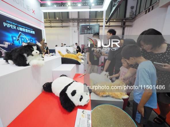 Visitors view a bionic robot at the 2024 World Robot Conference in Beijing, China, on August 22, 2024. 