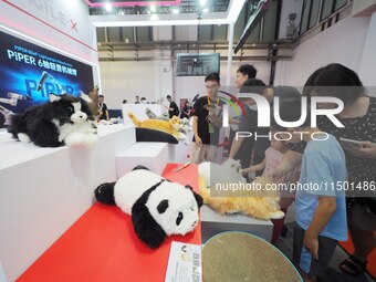 Visitors view a bionic robot at the 2024 World Robot Conference in Beijing, China, on August 22, 2024. (