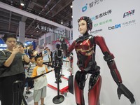 Visitors view a ''humanoid robot'' at the 2024 World Robot Conference in Beijing, China, on August 22, 2024. (