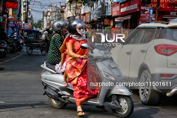 Traffic in Haldwani, Uttarakhand, India, on April 23, 2024. 