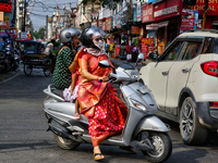 Traffic in Haldwani, Uttarakhand, India, on April 23, 2024. (