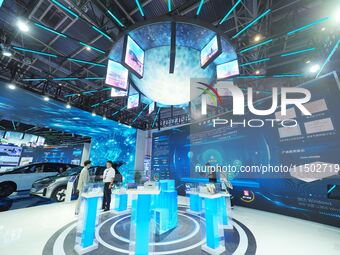 Visitors visit the HICOOL 2024 Global Entrepreneurs Summit Beijing Shunyi exhibition area in Beijing, China, on August 23, 2024. (