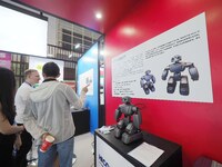 Visitors visit ''Humanoid robots in Education'' at the HICOOL 2024 Global Entrepreneurs Summit in Beijing, China, on August 23, 2024. (