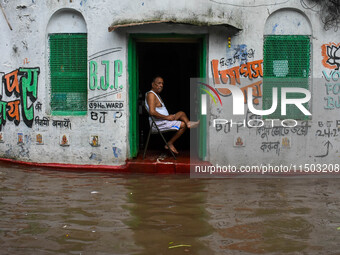 A waterlogged road as seen in Kolkata, India, on August 23, 2024. (