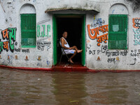 A waterlogged road as seen in Kolkata, India, on August 23, 2024. (