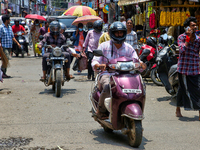 A busy street in the Chalai market in Thiruvananthapuram, Kerala, India, on April 13, 2024. The Chalai Market (Chalai bazaar) is Kerala's ol...