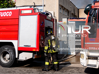 A fire breaks out at dawn on Saturday, August 24, in a food company in Pozzuoli, in the province of Naples. The blaze, still ongoing at arou...