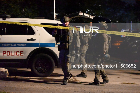 SWAT responds to a residence in Chicago, Illinois, United States, on August 23, 2024. On Friday evening, at approximately 9:15 p.m. on the 3...