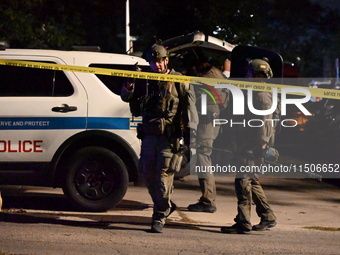 SWAT responds to a residence in Chicago, Illinois, United States, on August 23, 2024. On Friday evening, at approximately 9:15 p.m. on the 3...