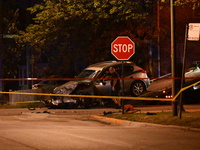 Six people are injured, one critically, after a stolen vehicle monitored by police loses control while driving at a high rate of speed and s...