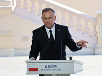 President of Poland Andrzej Duda attends a joint news conference with President of Ukraine Volodymyr Zelenskyy and Prime Minister of Lithuan...