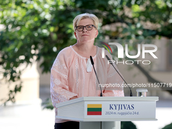 Prime Minister of Lithuania Ingrida Simonyte attends a joint news conference with President of Ukraine Volodymyr Zelenskyy and President of...