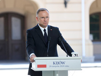 President of Poland Andrzej Duda attends a joint news conference with President of Ukraine Volodymyr Zelenskyy and Prime Minister of Lithuan...